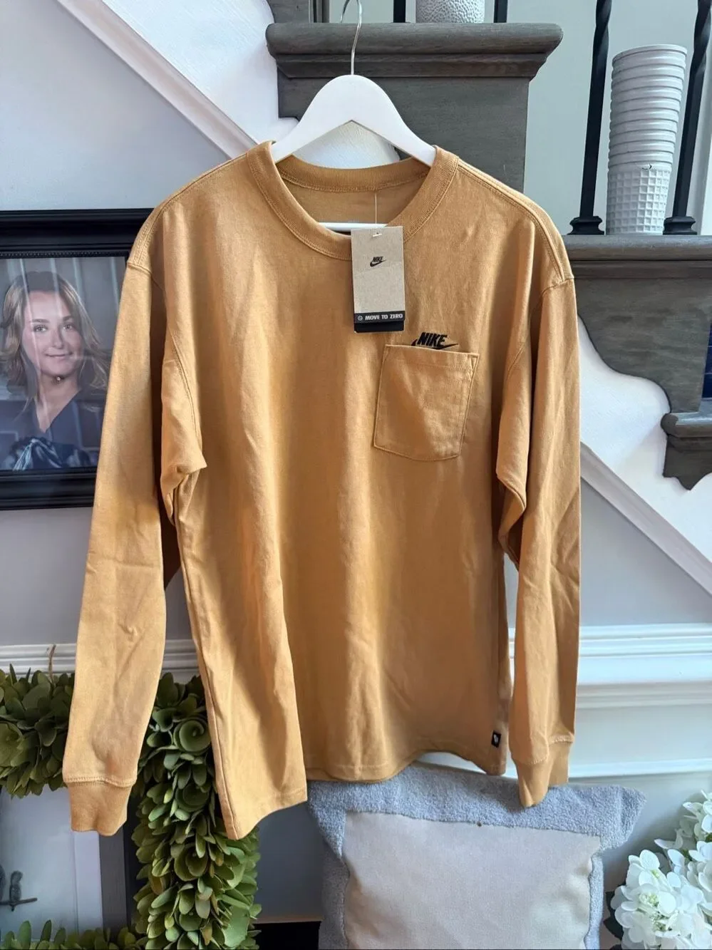 Nike The Nike Tee in Camel Long Sleeve Sz S NWT